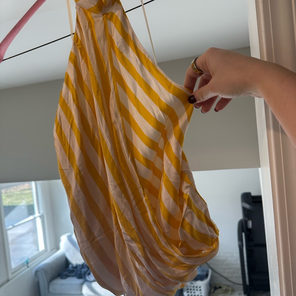 Anthropologie Yellow and White Striped Blouse
